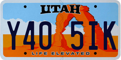 UT license plate Y405IK