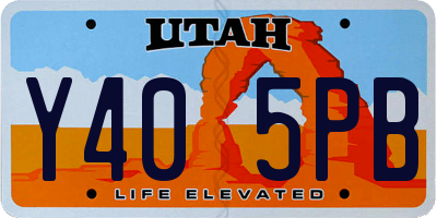 UT license plate Y405PB
