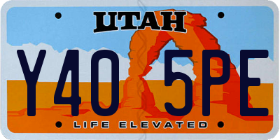 UT license plate Y405PE