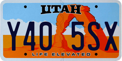 UT license plate Y405SX