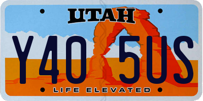 UT license plate Y405US