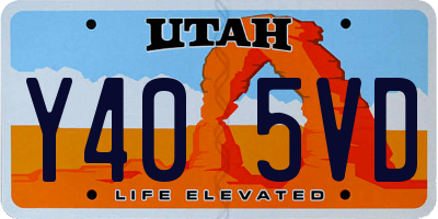 UT license plate Y405VD