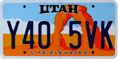 UT license plate Y405VK