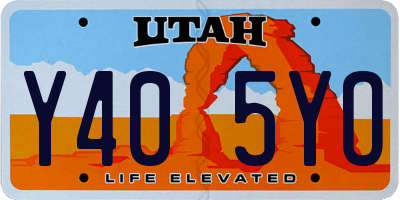 UT license plate Y405YO