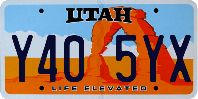 UT license plate Y405YX