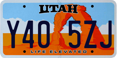 UT license plate Y405ZJ