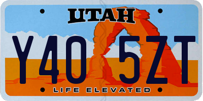 UT license plate Y405ZT