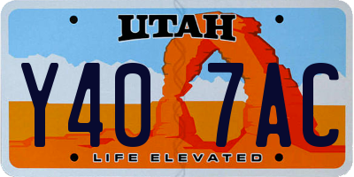 UT license plate Y407AC