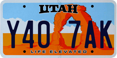 UT license plate Y407AK