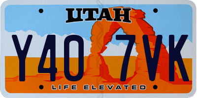 UT license plate Y407VK