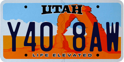 UT license plate Y408AW