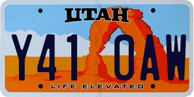 UT license plate Y410AW