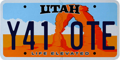 UT license plate Y410TE
