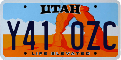 UT license plate Y410ZC
