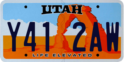 UT license plate Y412AW