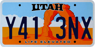 UT license plate Y413NX