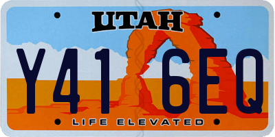 UT license plate Y416EQ