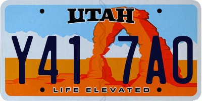 UT license plate Y417AO