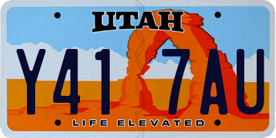 UT license plate Y417AU