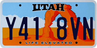 UT license plate Y418VN