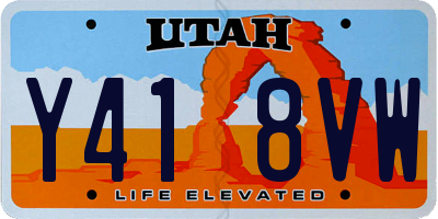 UT license plate Y418VW