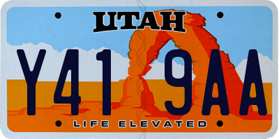 UT license plate Y419AA