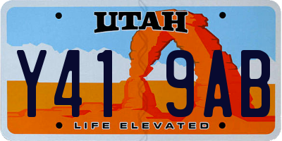 UT license plate Y419AB