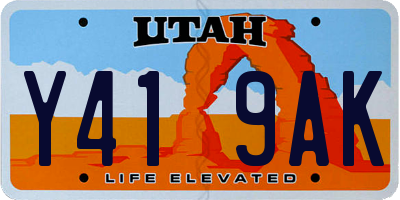 UT license plate Y419AK
