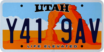 UT license plate Y419AV