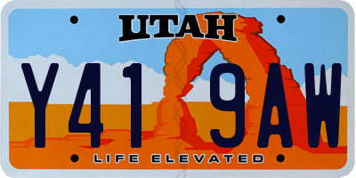 UT license plate Y419AW