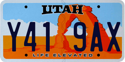UT license plate Y419AX