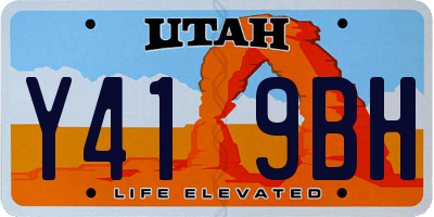UT license plate Y419BH