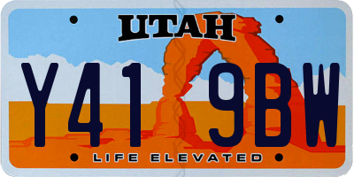 UT license plate Y419BW