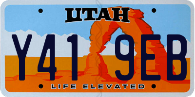 UT license plate Y419EB