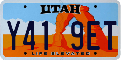 UT license plate Y419ET