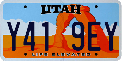 UT license plate Y419EY