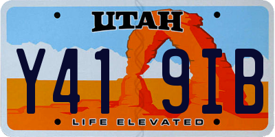 UT license plate Y419IB