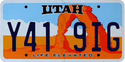 UT license plate Y419IG