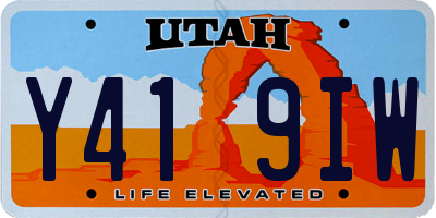 UT license plate Y419IW