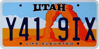 UT license plate Y419IX
