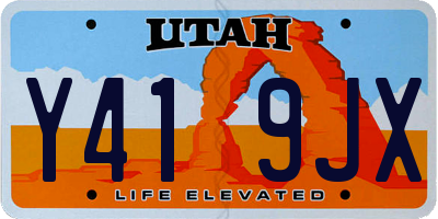 UT license plate Y419JX