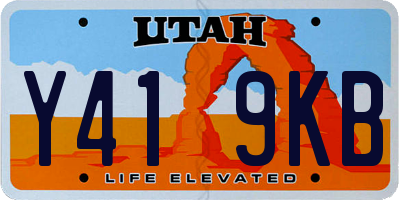 UT license plate Y419KB