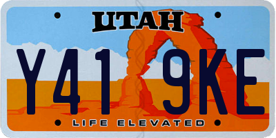 UT license plate Y419KE