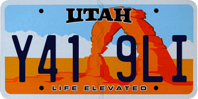 UT license plate Y419LI