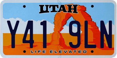 UT license plate Y419LN