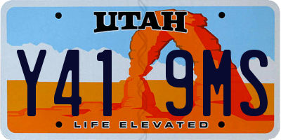 UT license plate Y419MS