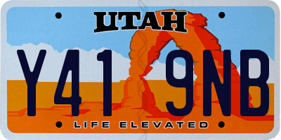 UT license plate Y419NB