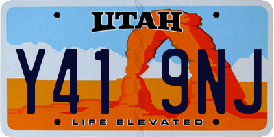 UT license plate Y419NJ