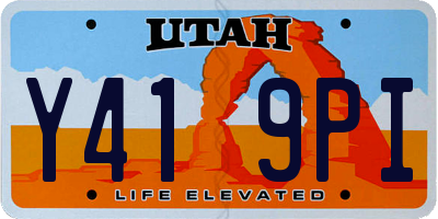 UT license plate Y419PI
