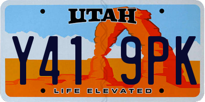 UT license plate Y419PK